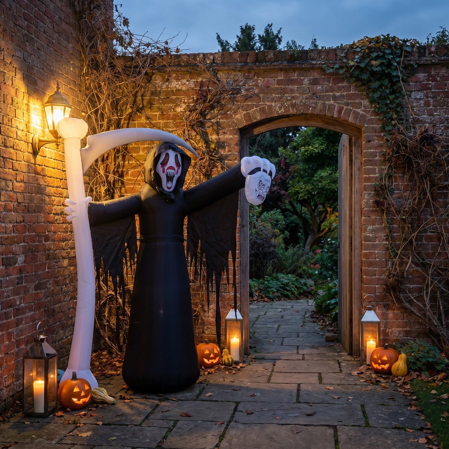 Halloween Inflatable Grim Reaper Scary Outdoor Yard Decoration with LED