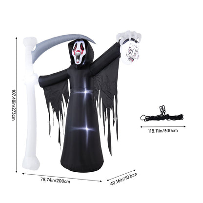 Halloween Inflatable Grim Reaper Scary Outdoor Yard Decoration with LED
