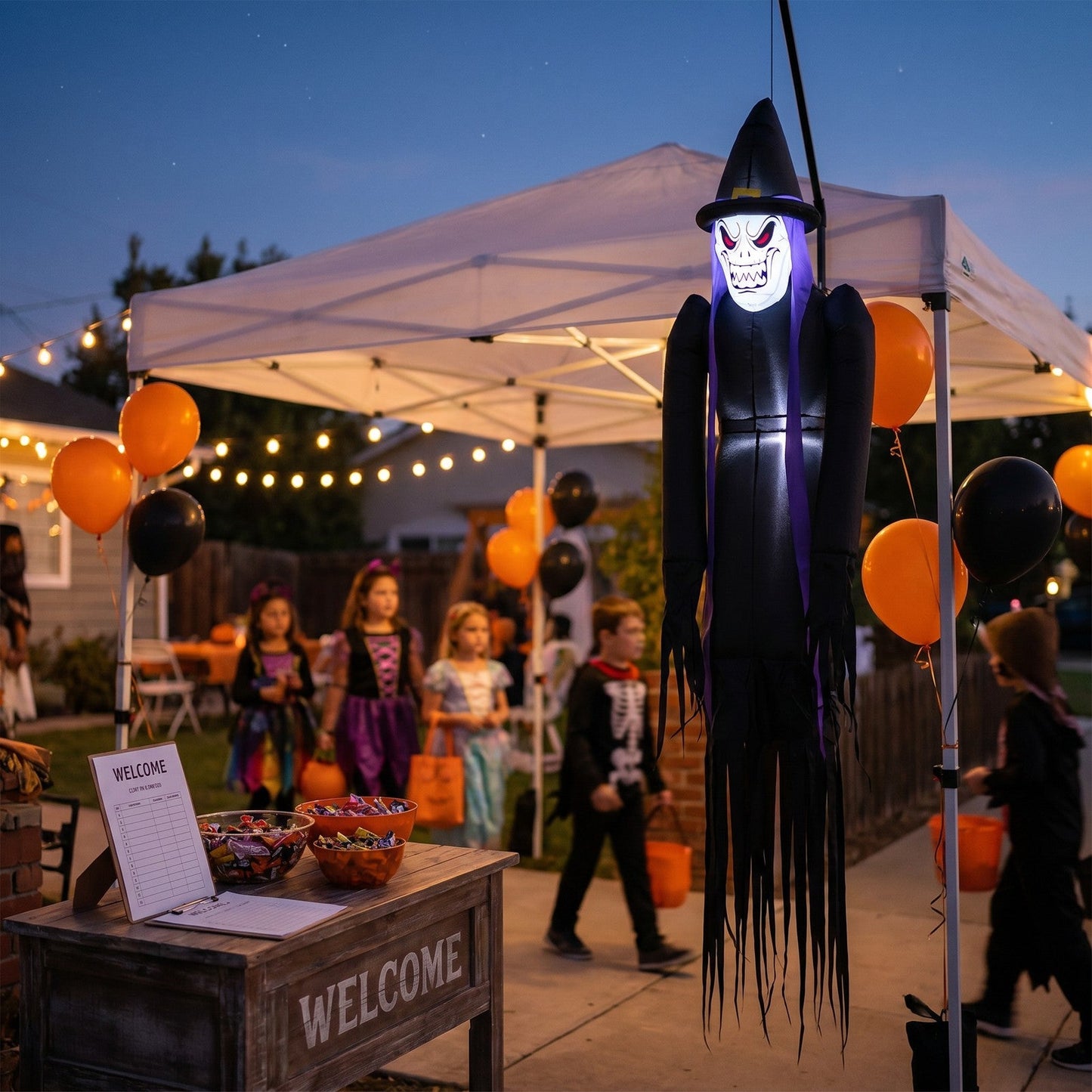 Halloween Inflatable Hanging Witch Light Up Outdoor Decoration