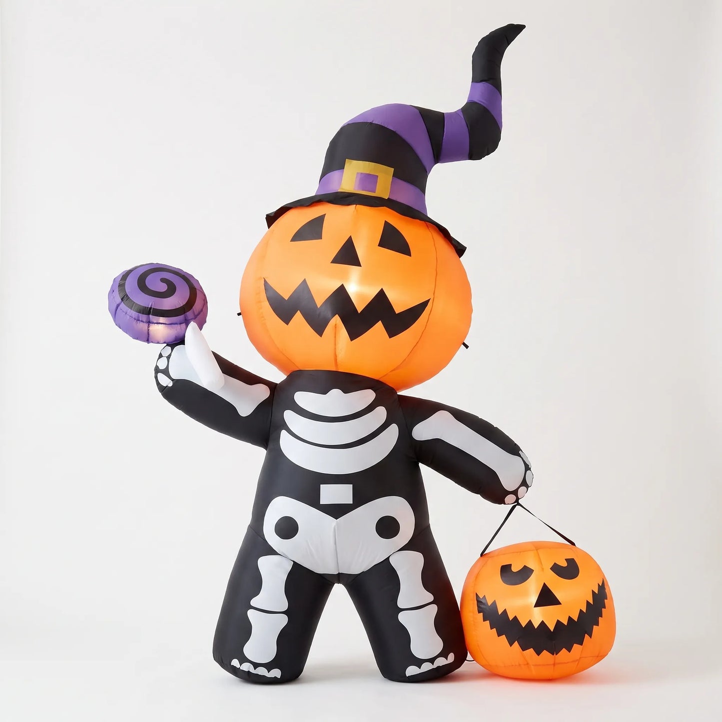 Halloween Inflatable Pumpkin Skeleton Outdoor Yard Decoration with LED