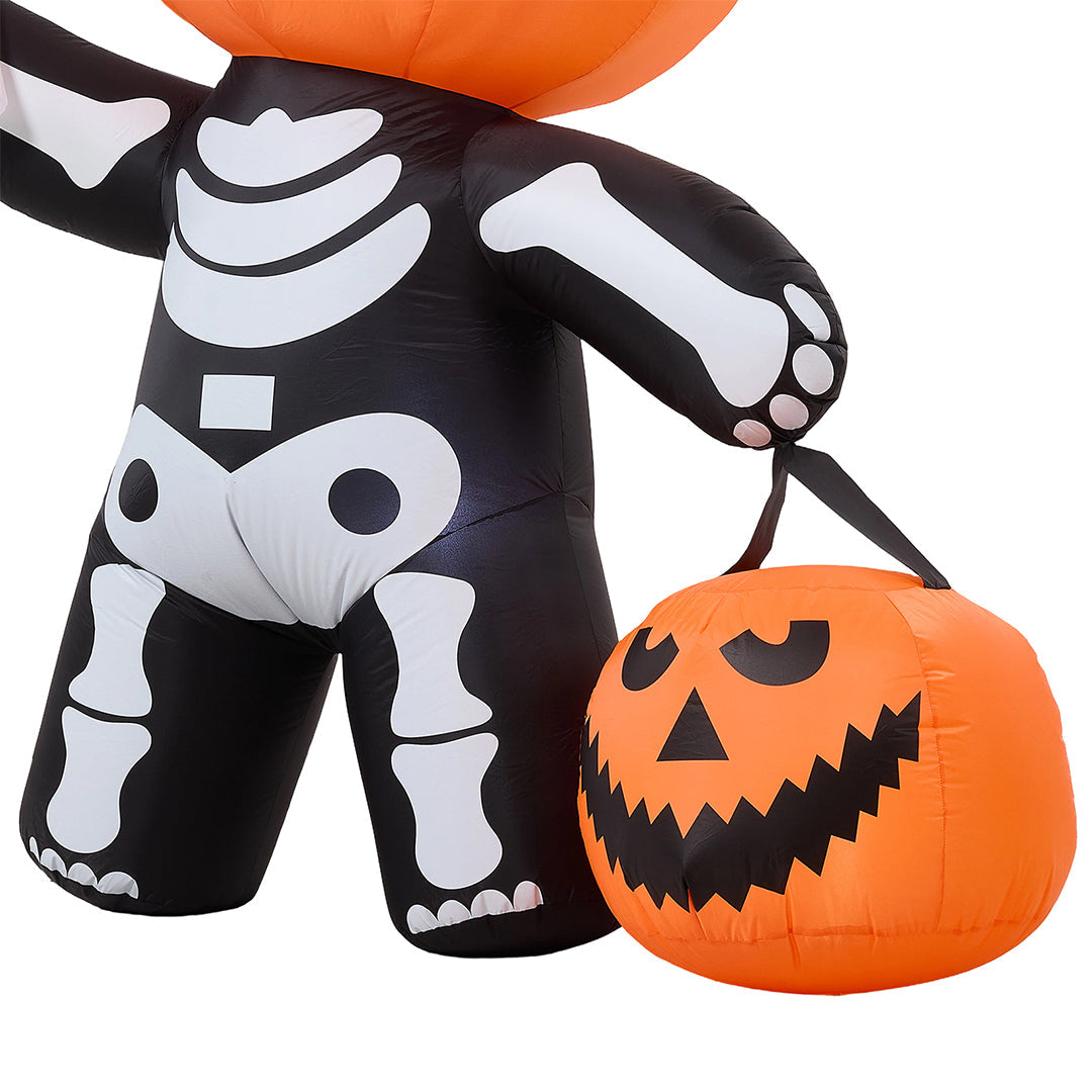 Halloween Inflatable Pumpkin Skeleton Outdoor Yard Decoration with LED
