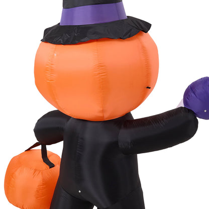 Halloween Inflatable Pumpkin Skeleton Outdoor Yard Decoration with LED