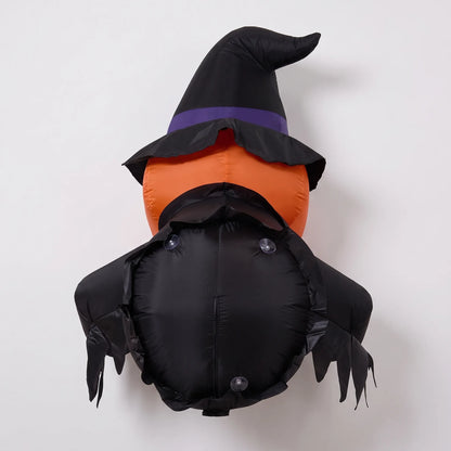 Halloween Inflatable Pumpkin Witch Window Decoration with LED Lights
