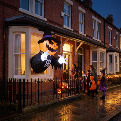 Halloween Inflatable Pumpkin Witch Window Decoration with LED Lights