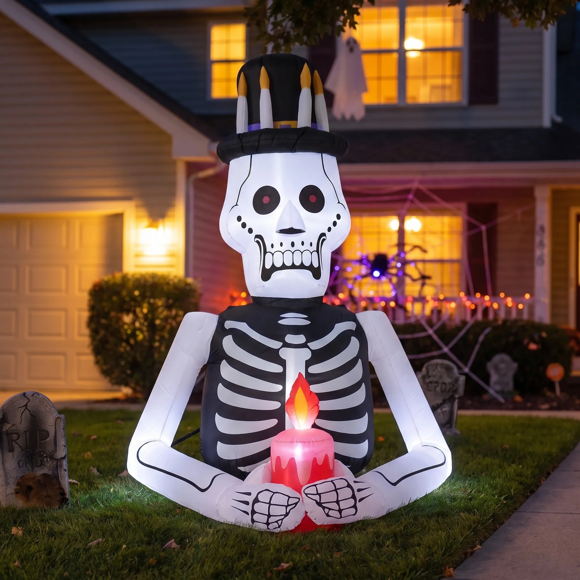 Halloween Inflatable Skeleton Light Up Outdoor Yard Decoration