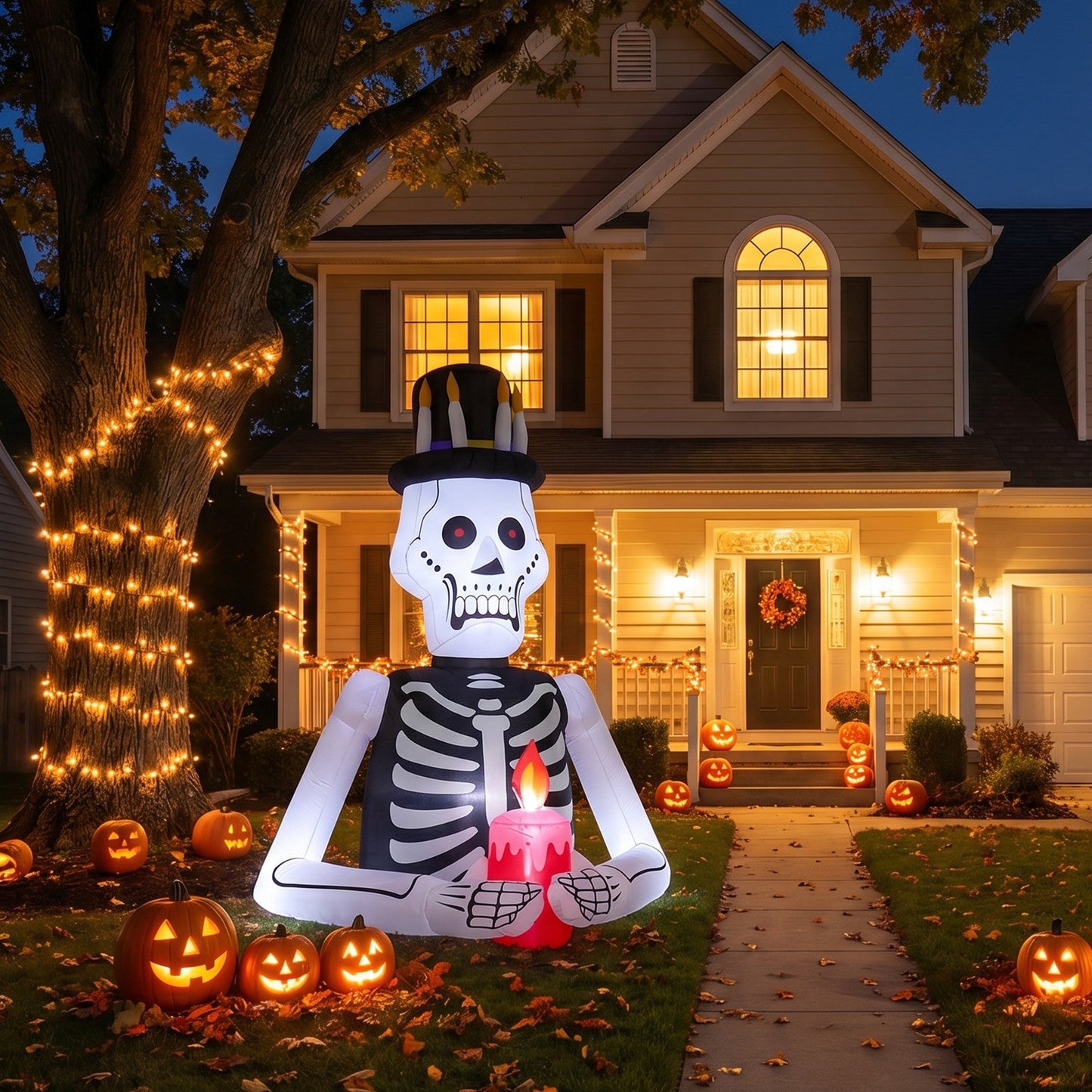 Halloween Inflatable Skeleton Light Up Outdoor Yard Decoration