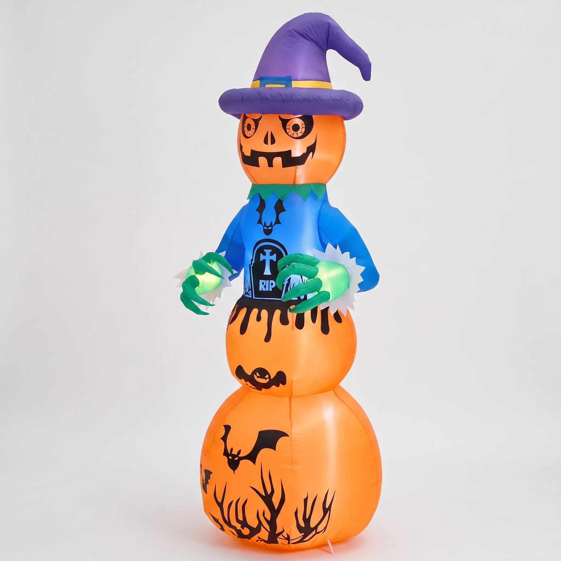 Halloween Inflatable Stacked Pumpkins Witch Outdoor Yard Decoration