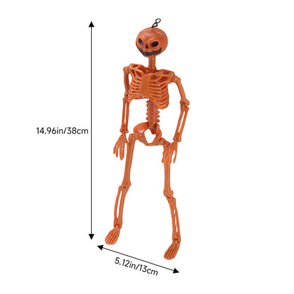 Halloween Skeleton Pumpkin Decoration Posable Jack O Lantern Figure