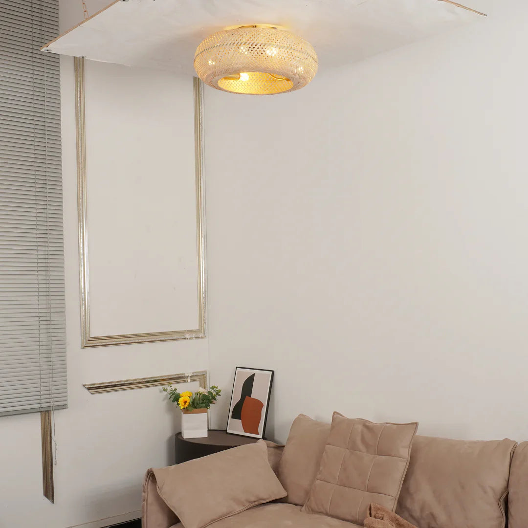 Handwoven Bamboo Ceiling Light Fan Scandinavian Style | Solires