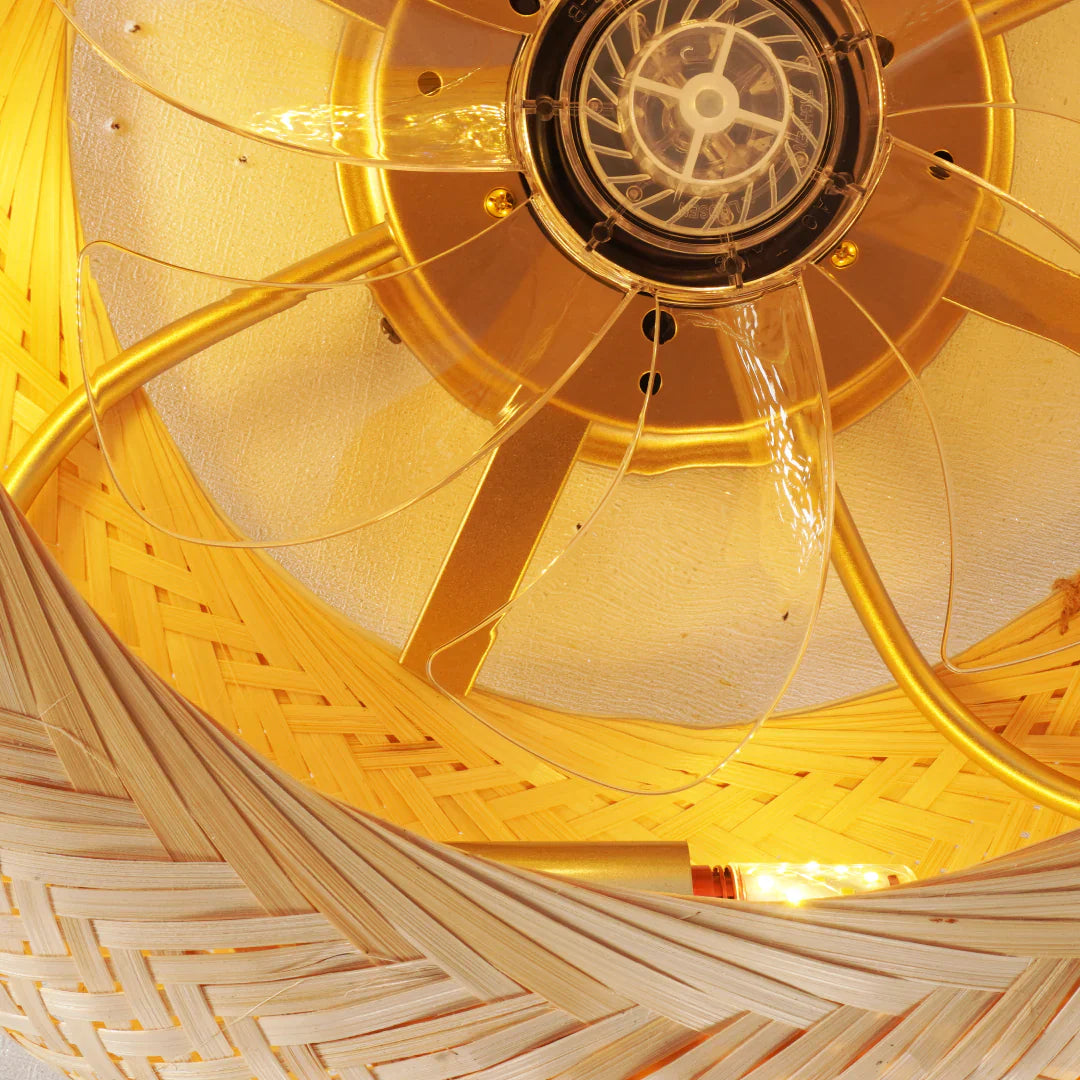 Handwoven Bamboo Ceiling Light Fan Scandinavian Style | Solires