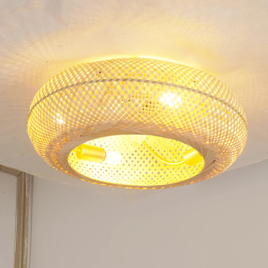 Handwoven Bamboo Ceiling Light Fan Scandinavian Style | Solires