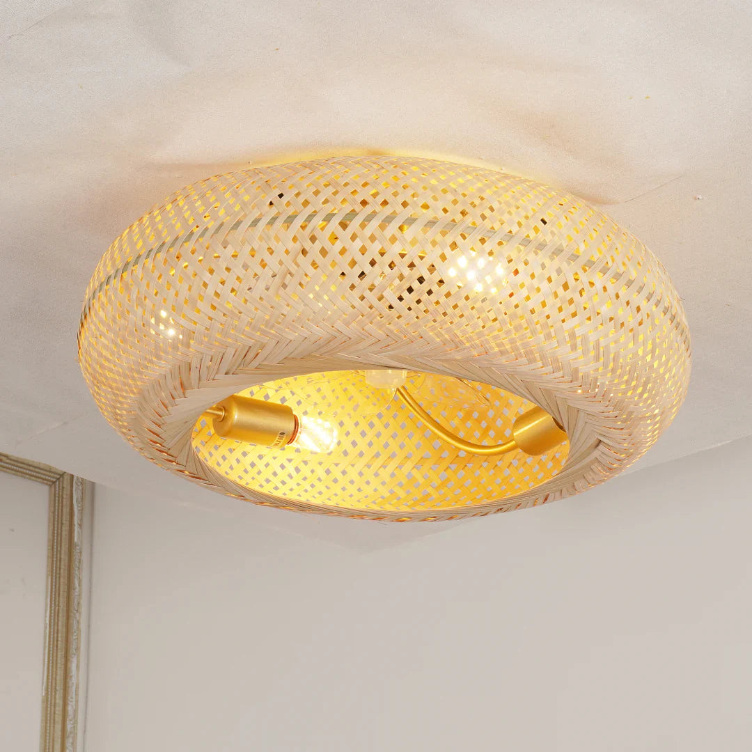 Handwoven Bamboo Ceiling Light Fan Scandinavian Style | Solires