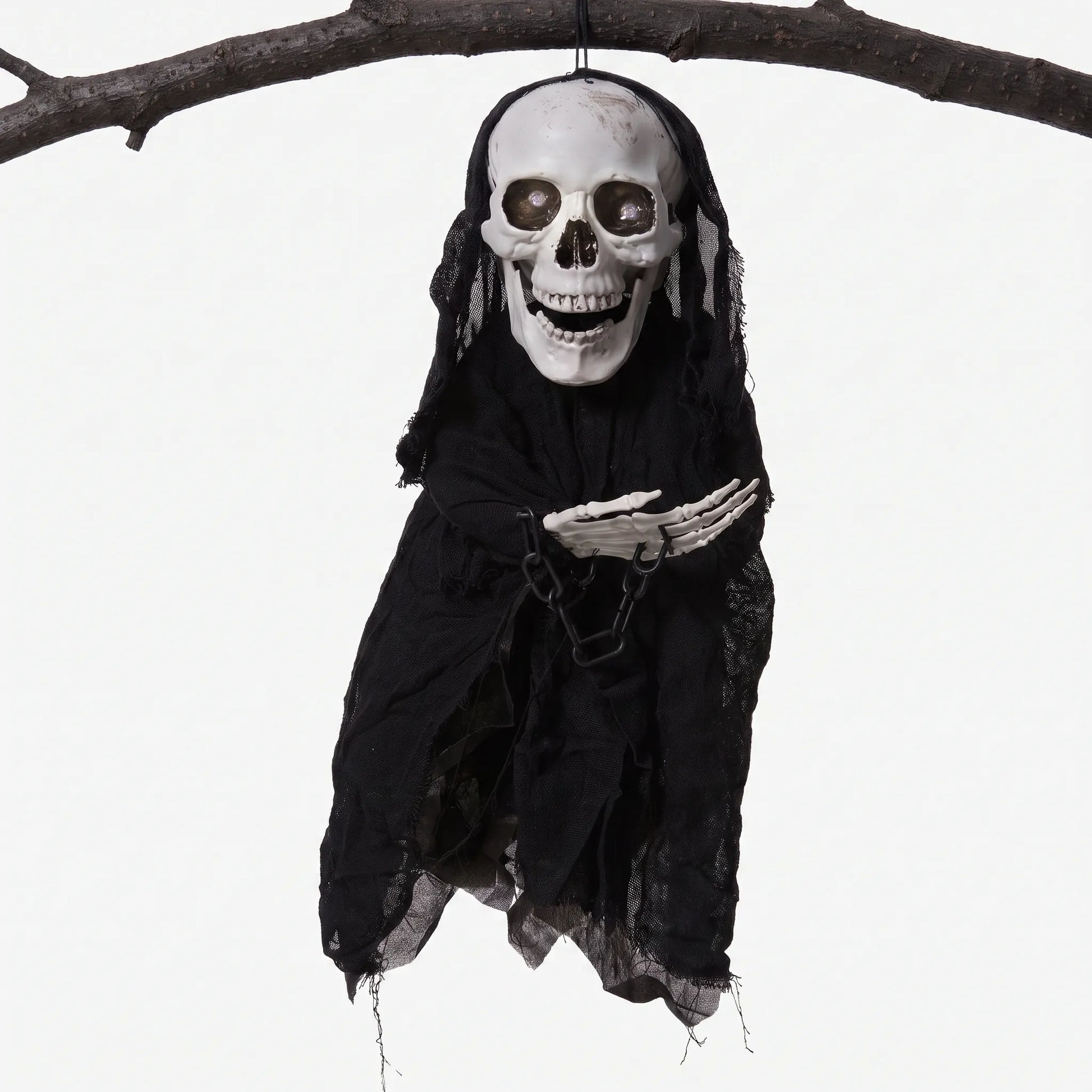 Hanging Skeleton Halloween Decoration with Glowing Eyes