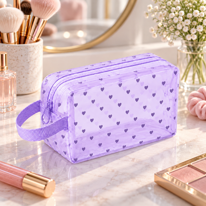 Heart Pattern Cosmetic Organizer Bag