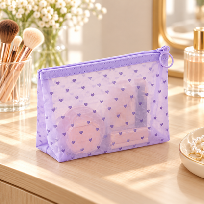 Heart Pattern Cosmetic Organizer Bag
