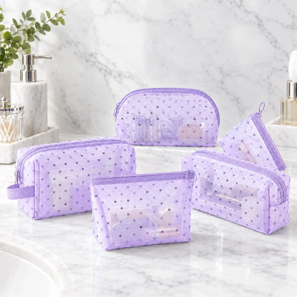 Heart Pattern Cosmetic Organizer Bag