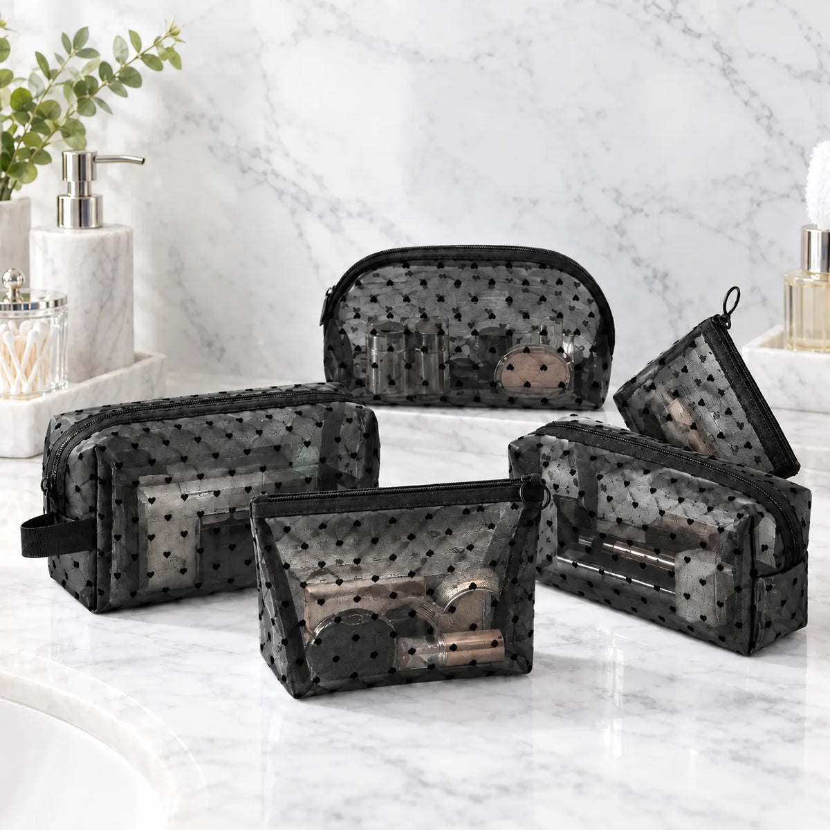 Heart Pattern Cosmetic Organizer Bag