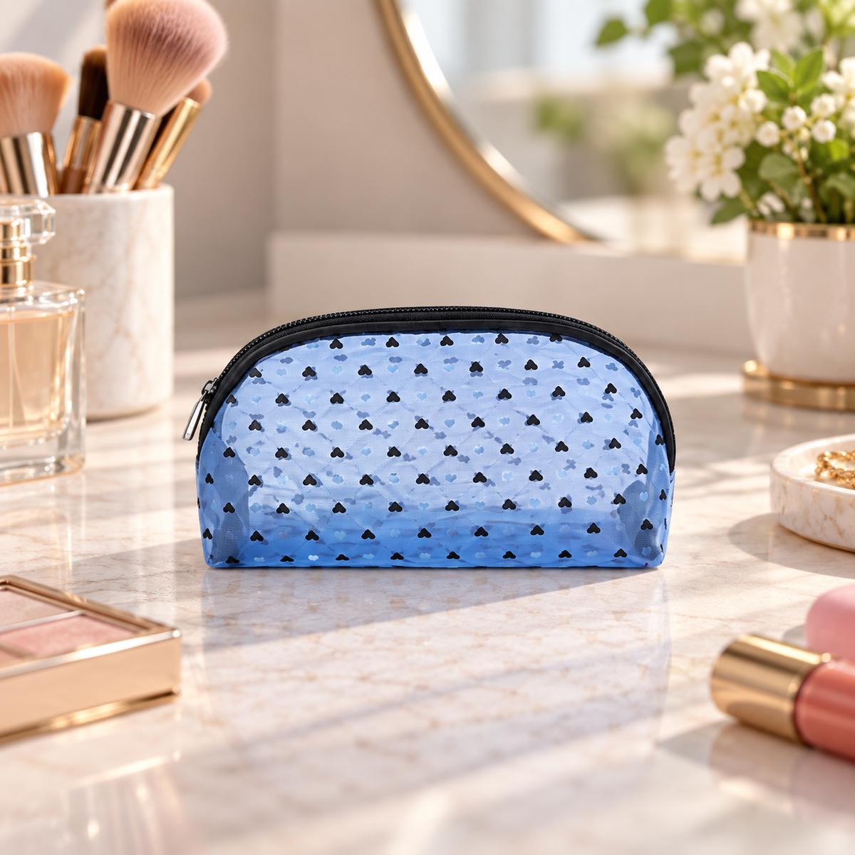 Heart Pattern Cosmetic Organizer Bag