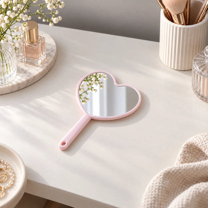 Heart Shaped Handheld Vanity Mirror for Makeup