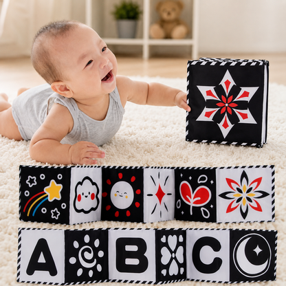 High Contrast Baby Sensory Cloth Book Montessori Toy | Zantrix