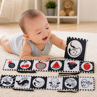 High Contrast Baby Sensory Cloth Book Montessori Toy | Zantrix