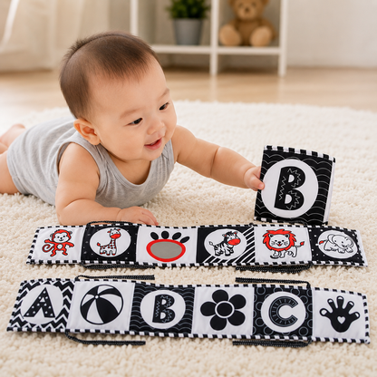 High Contrast Baby Sensory Cloth Book Montessori Toy | Zantrix