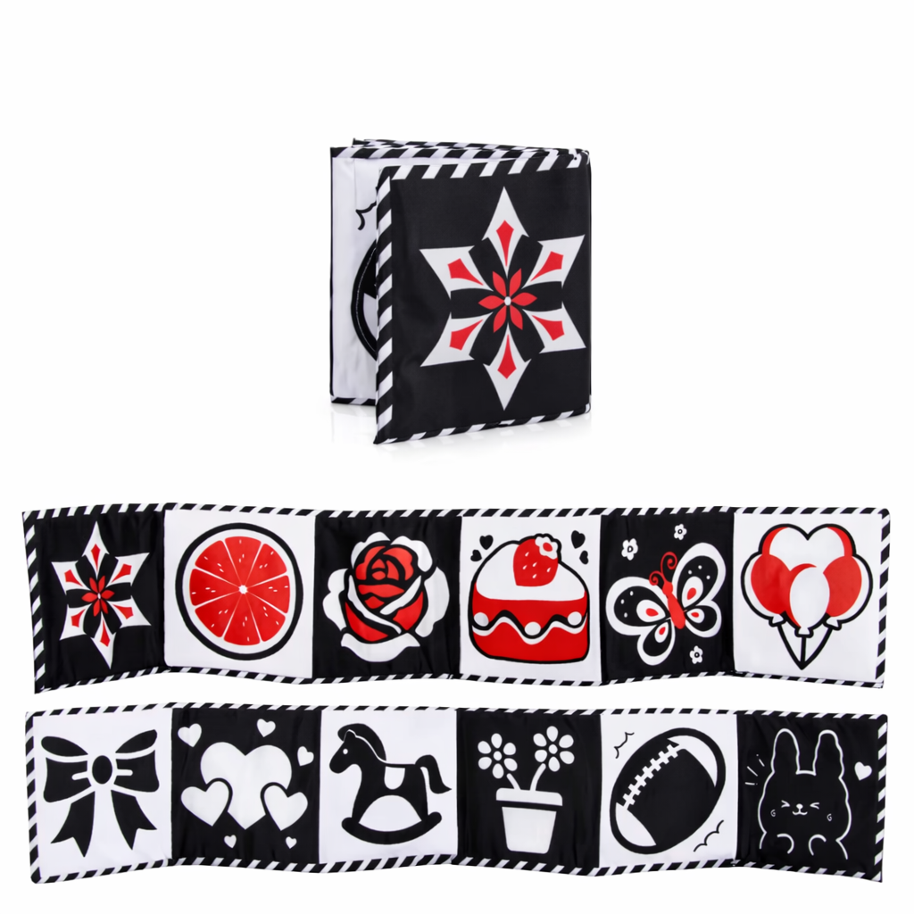 High Contrast Baby Sensory Cloth Book Montessori Toy | Zantrix