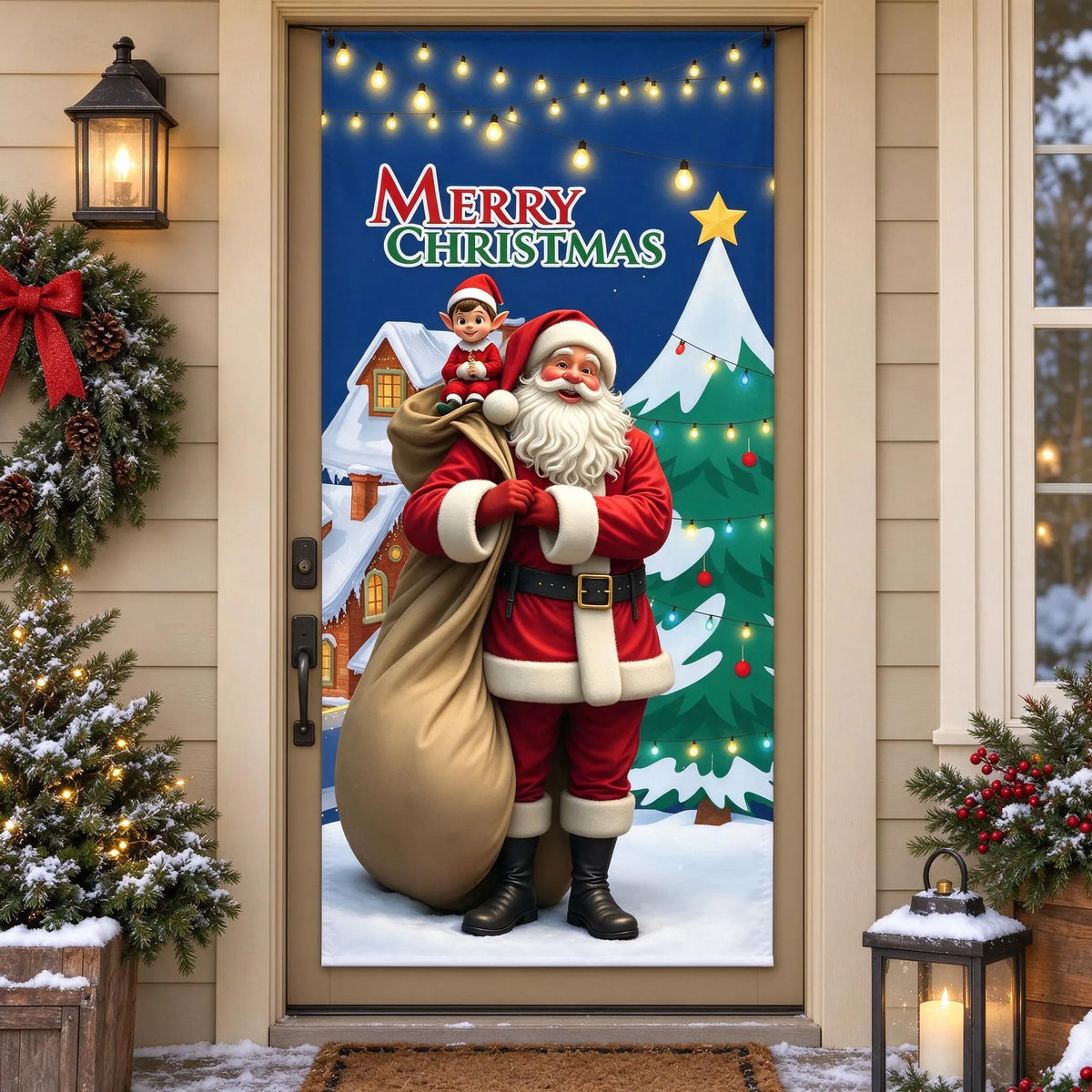 Holiday Christmas Entry Door Cover