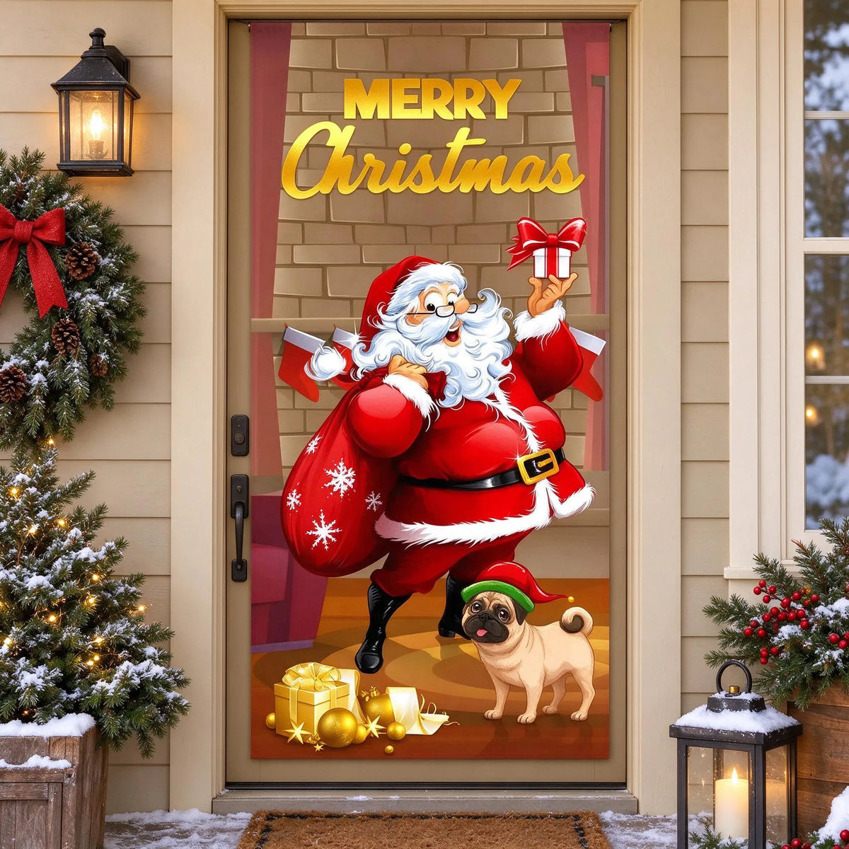 Holiday Christmas Entry Door Cover