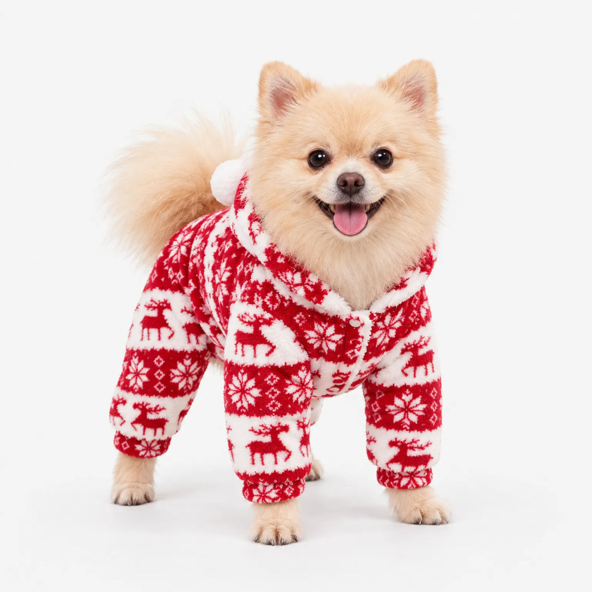 Hooded Christmas Dog Jumpsuit With Legs