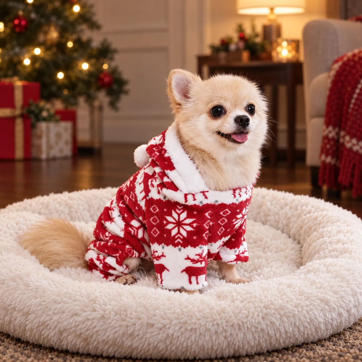Hooded Dog Christmas Pajama Jumpsuit