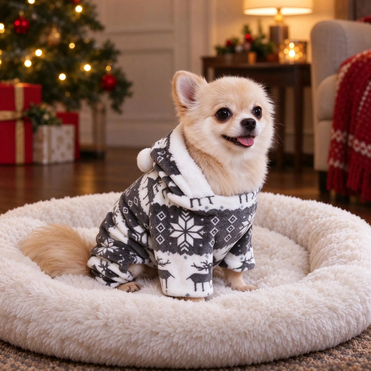 Hooded Dog Christmas Pajama Jumpsuit