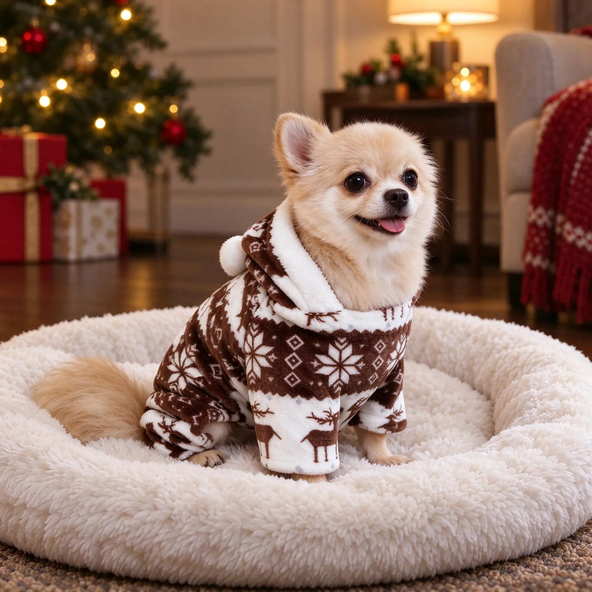 Hooded Dog Christmas Pajama Jumpsuit