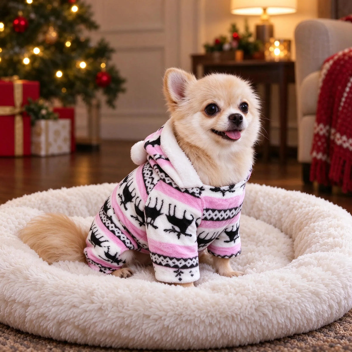 Hooded Dog Christmas Pajama Jumpsuit