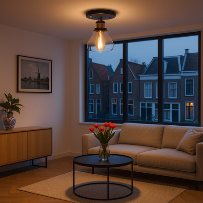 Industrial Glass Semi Flush Ceiling Light | Lumorix