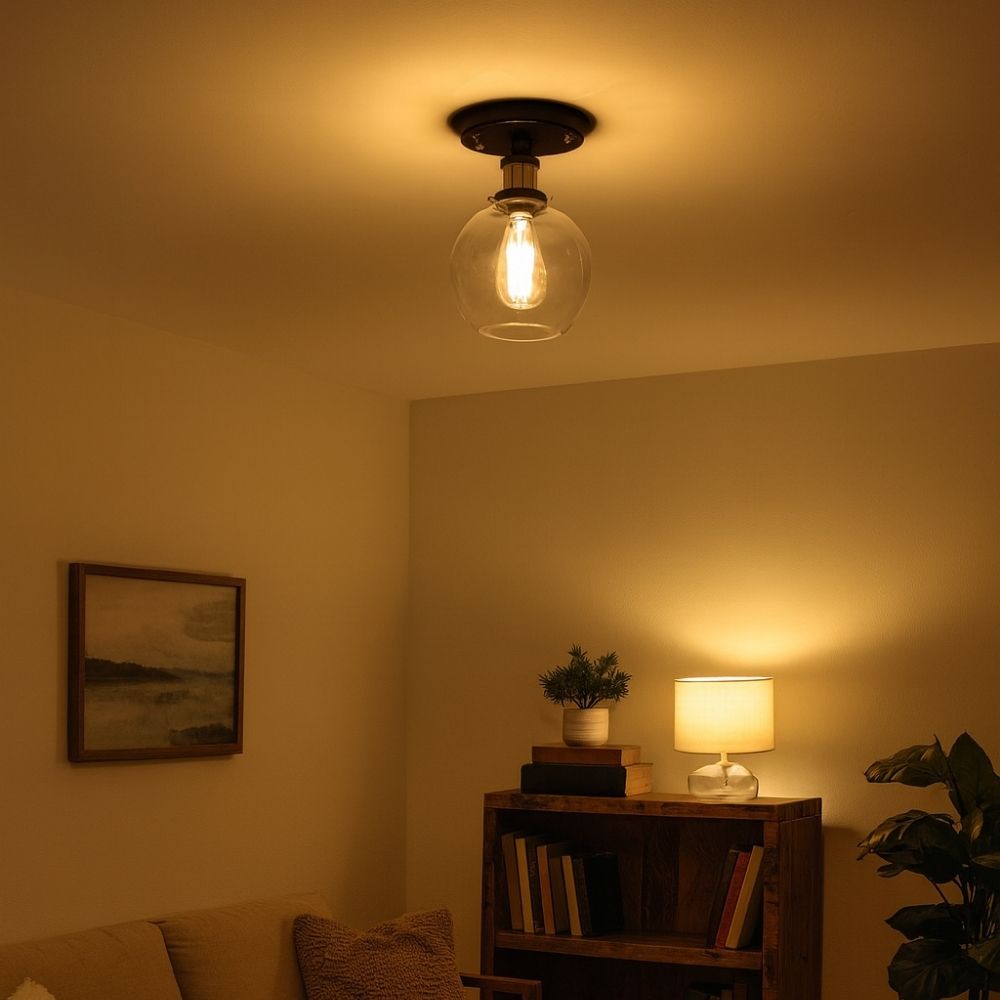 Industrial Glass Semi Flush Ceiling Light | Lumorix