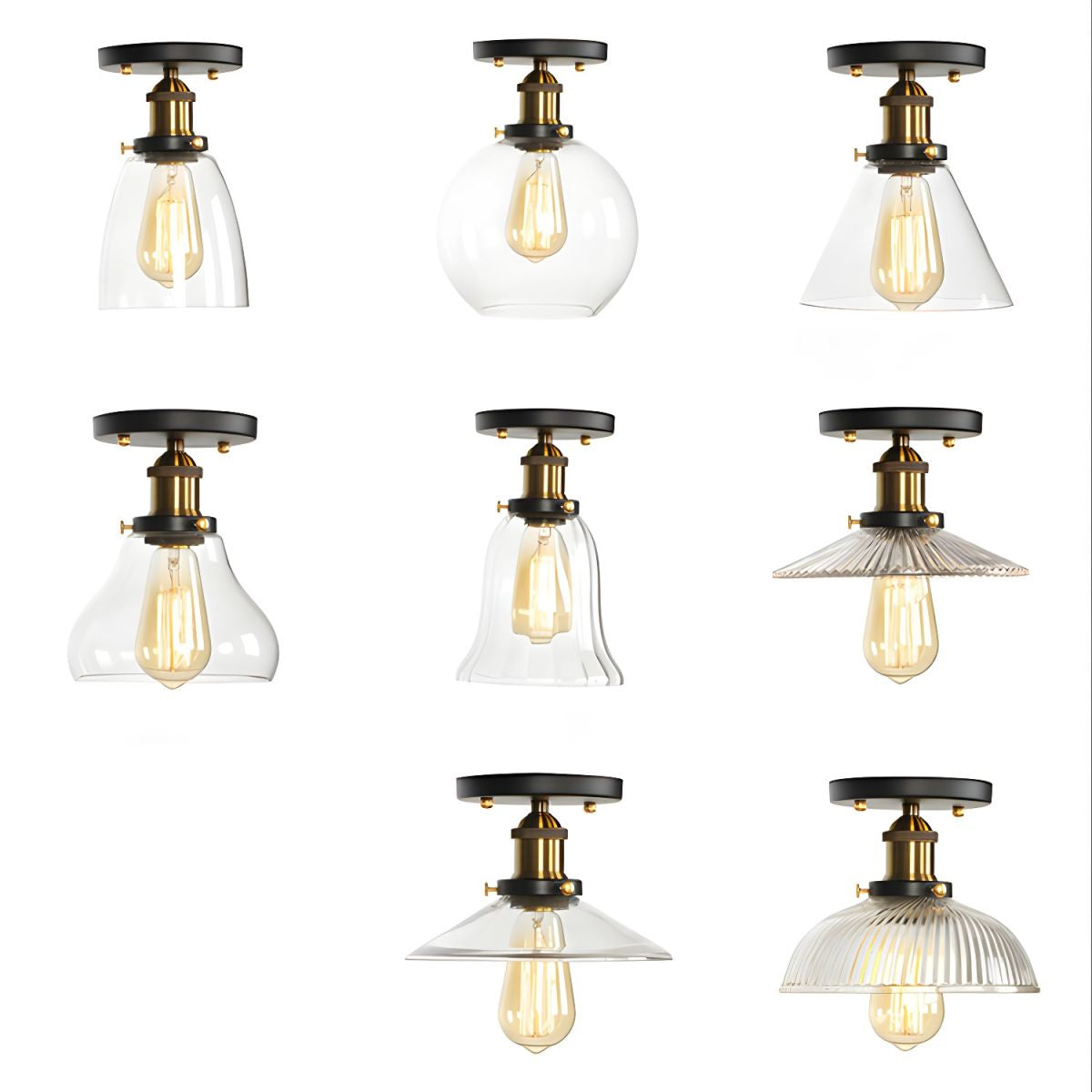 Industrial Glass Semi Flush Ceiling Light | Lumorix
