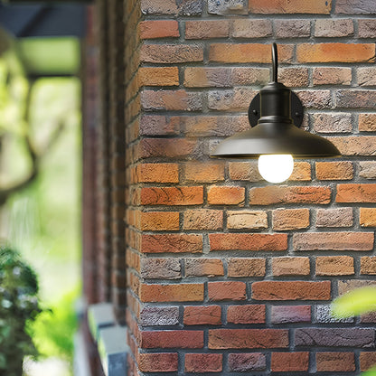 Industrial Iron Bowl Outdoor Gooseneck Wall Light | Ironova
