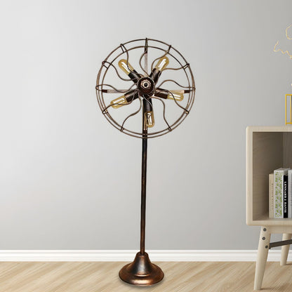 Industrial Loft Floor Lamp Metal Fan Cage Design Light | Zelmora