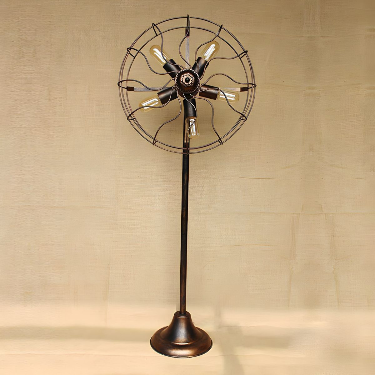 Industrial Loft Floor Lamp Metal Fan Cage Design Light | Zelmora