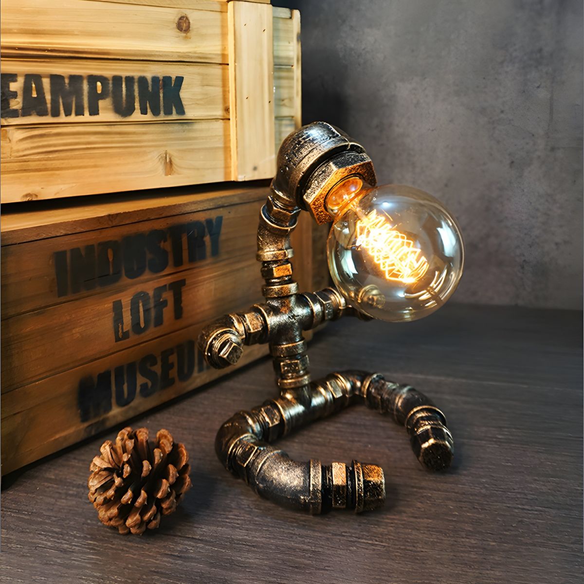 Industrial Metal Table Lamp Steampunk Design | Lamero