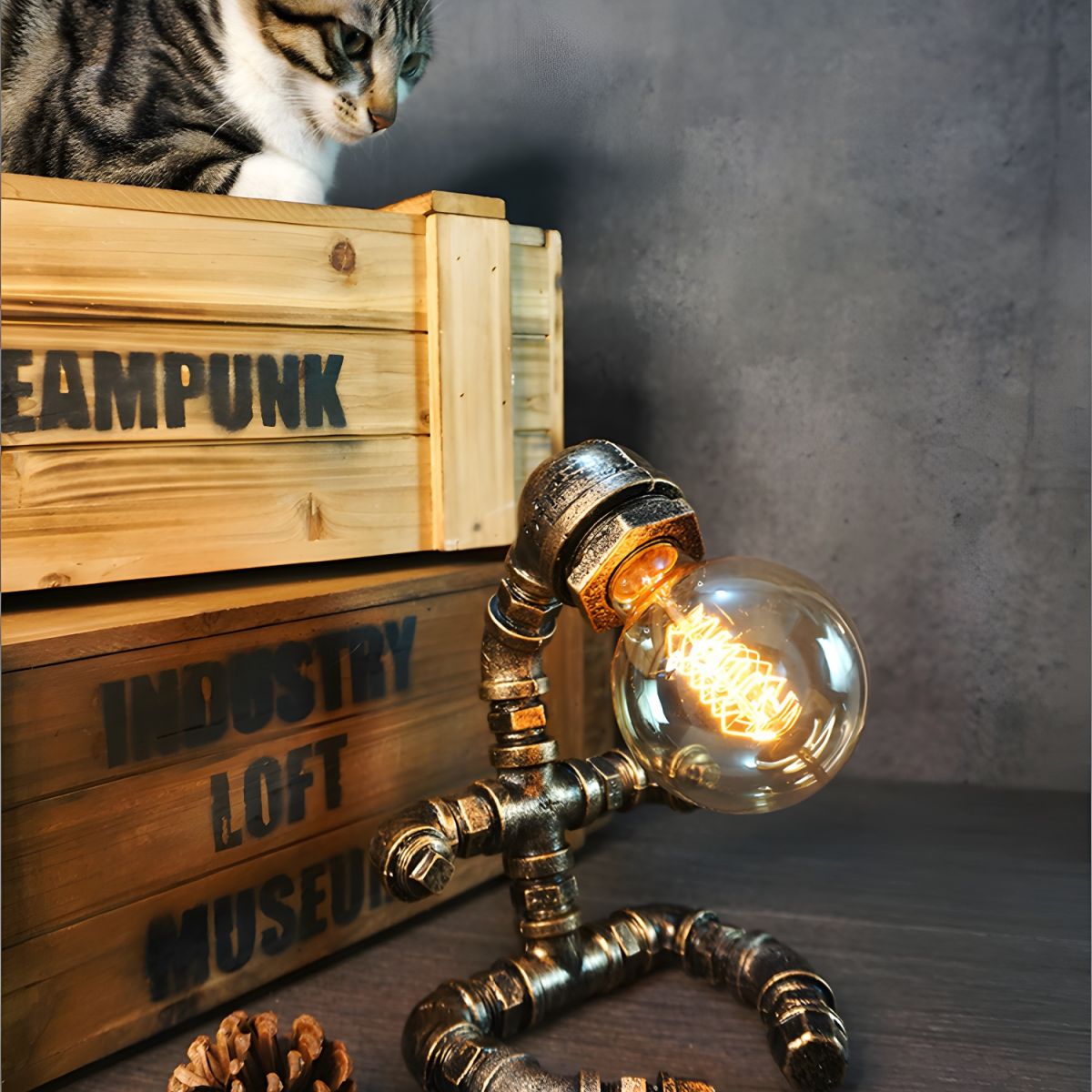 Industrial Metal Table Lamp Steampunk Design | Lamero