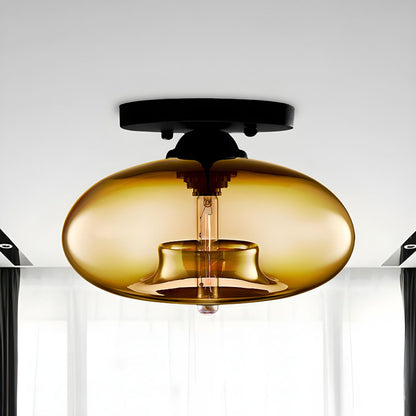 Industrial Oval Glass Shade Ceiling Light | Avelora