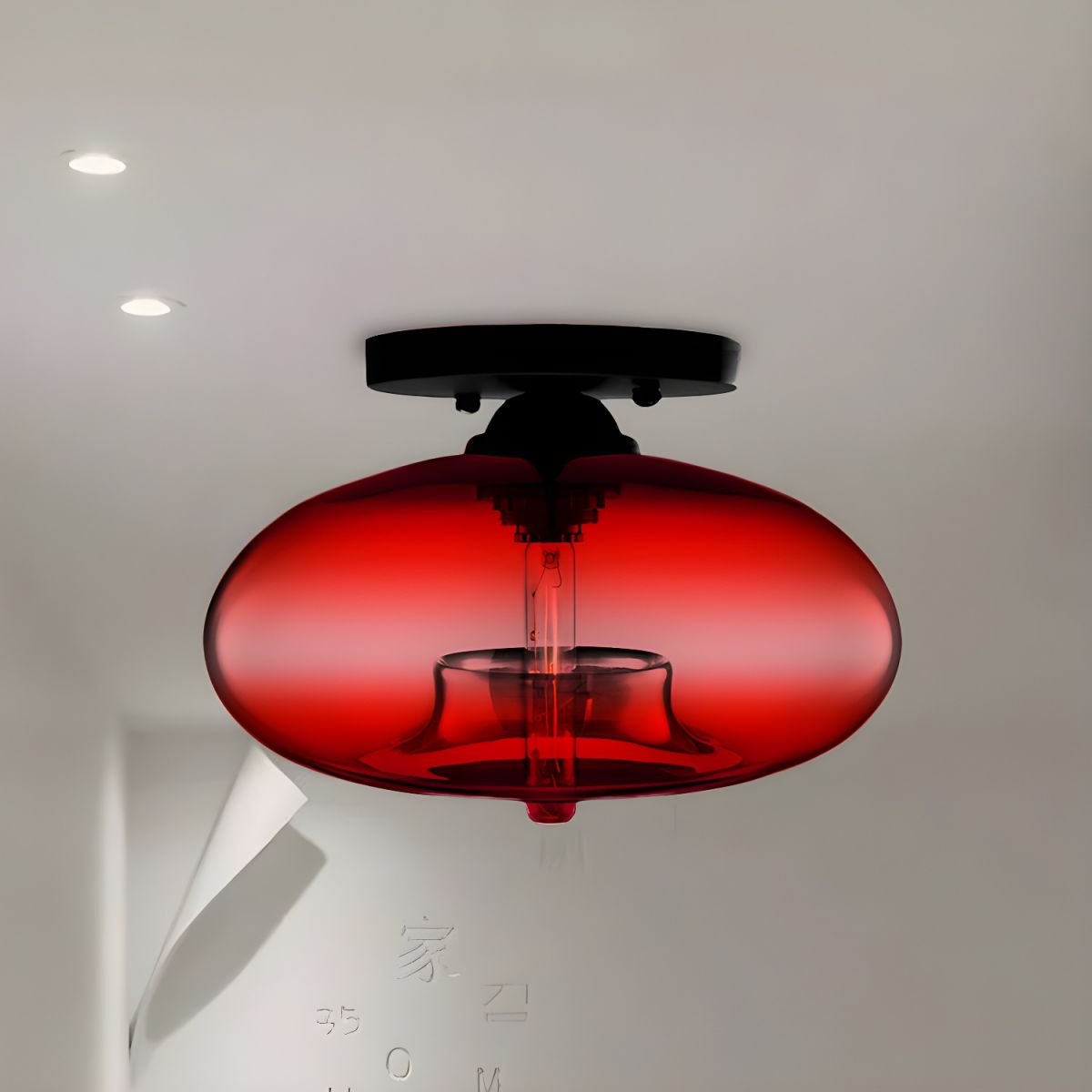 Industrial Oval Glass Shade Ceiling Light | Avelora