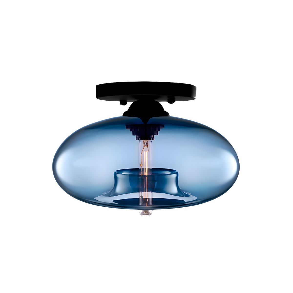 Industrial Oval Glass Shade Ceiling Light | Avelora