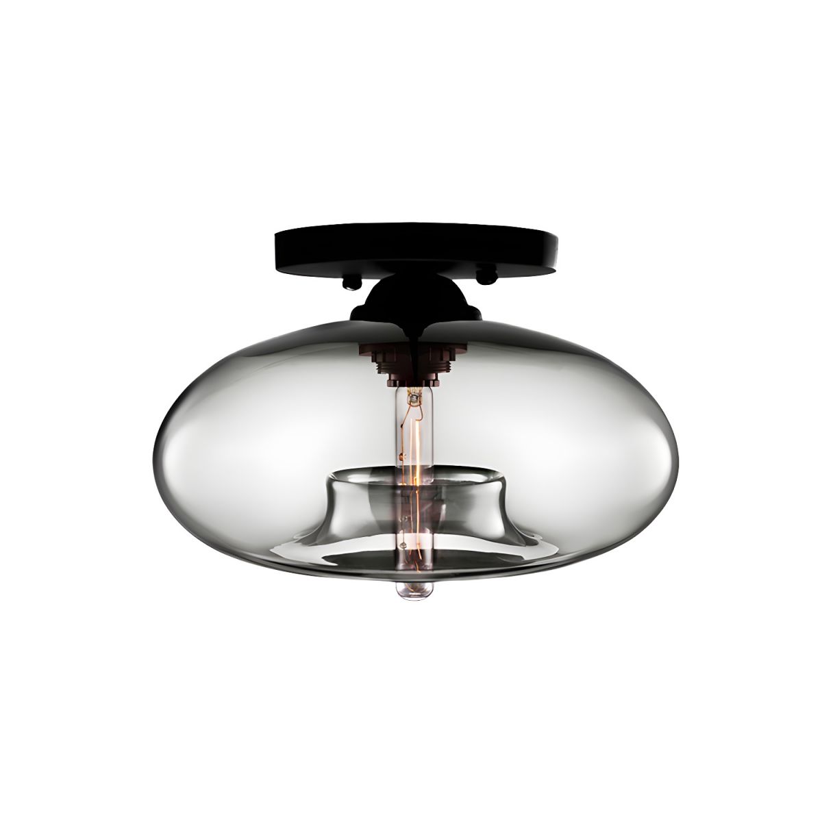 Industrial Oval Glass Shade Ceiling Light | Avelora