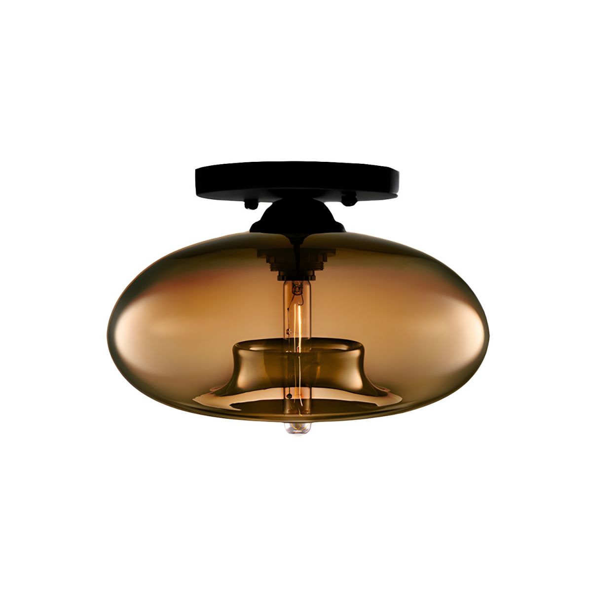 Industrial Oval Glass Shade Ceiling Light | Avelora