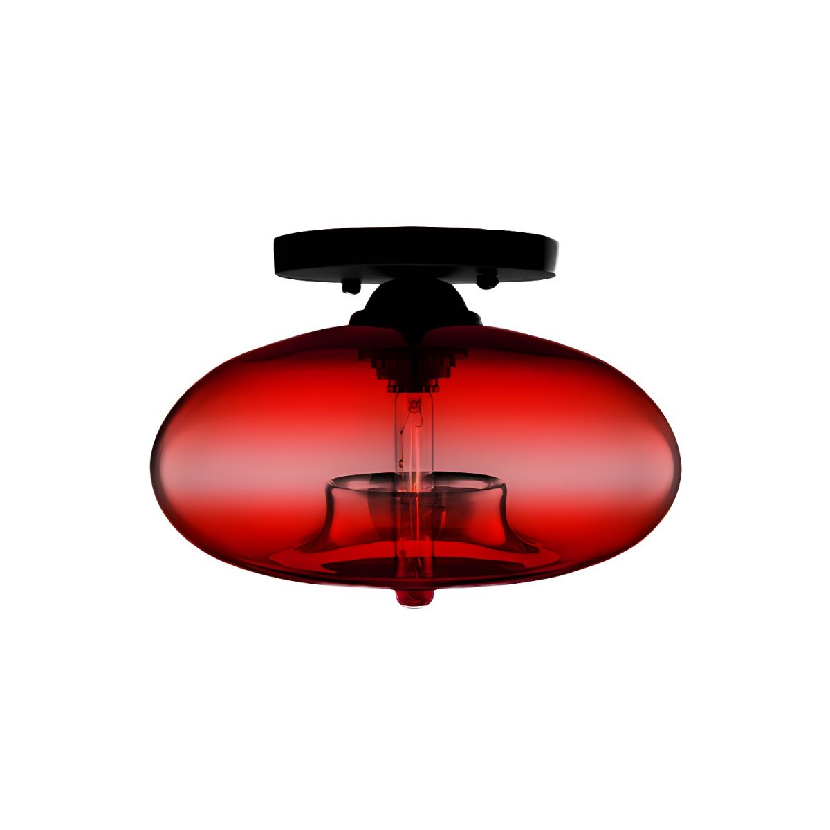 Industrial Oval Glass Shade Ceiling Light | Avelora