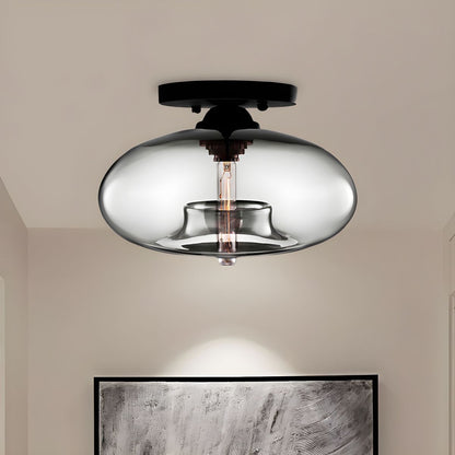 Industrial Oval Glass Shade Ceiling Light | Avelora