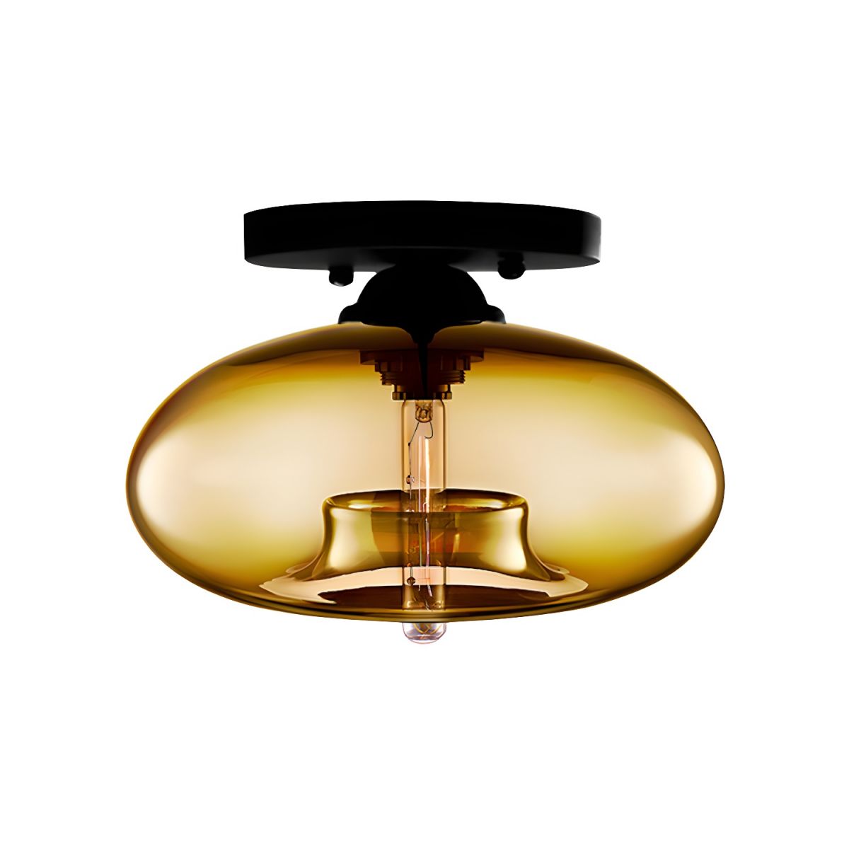 Industrial Oval Glass Shade Ceiling Light | Avelora